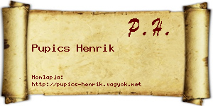 Pupics Henrik névjegykártya